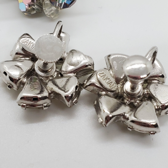 Vintage Zakian Laguna rhinestone crystal silvertone screw on - Picture 8 of 9